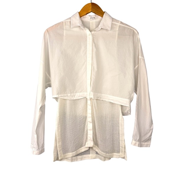 Helmut Lang Tops - Helmut Lang Y2K Layered Button Down Shirt Womens TP White Sheer Gauze Cotton